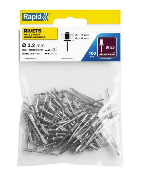 Vakiopopniitit, 100 kpl ø3.2 x 8 mm, rapid - Lävistys ja niittaus - 503-5000377RAPID - 1