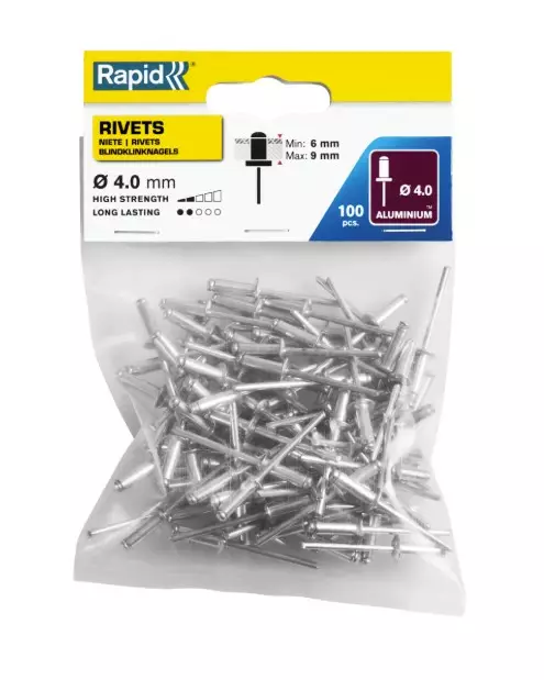 Vakiopopniitit, 100 kpl ø4.0 x 12 mm, rapid - Lävistys ja niittaus - 503-5000379RAPID - 1