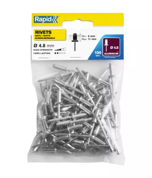 Vakiopopniitit, 100 kpl ø4.8 x 14 mm, rapid - Lävistys ja niittaus - 503-5000381RAPID - 1