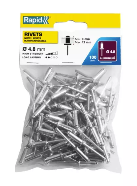 Vakiopopniitit, 100 kpl ø4.8 x 16 mm, rapid - Lävistys ja niittaus - 503-5000382RAPID - 1