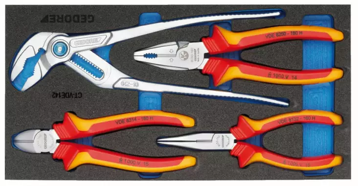 Vde pliers set in 1/3 check-tool module, gedore - Työkalut työkaluvaunuihin - 503-2309033GED - 1