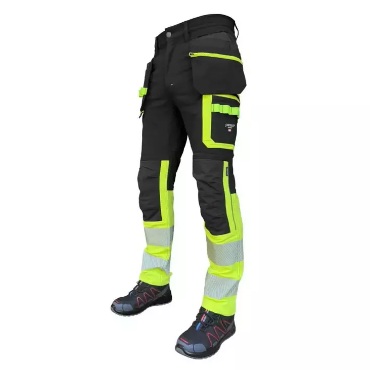 Työhousut riipputaskuilla jupiter slim fir hi-vis cl1, musta c60, pesso - Hi-Vis työhousut - 503-KD175HVG-C60PE - 1