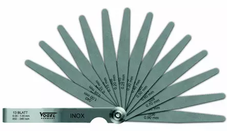 Feeler gauge set, stainless steel 13 blades, 0,05-1,00mm, vögel - Rakotulkit - 503-413105VOG - 2