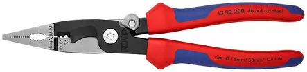 Pliers for electrical installation 200mm multi-comp.grip, knipex - Tarvikevaraosat-503 - 503-1392200KNI - 1