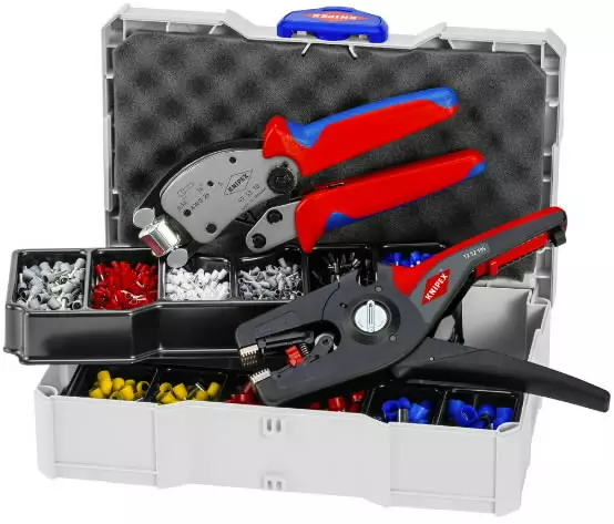 Crimping pliers+insulation stripper+connectors set, knipex - Pihtisarjat - 503-979022KNI - 1