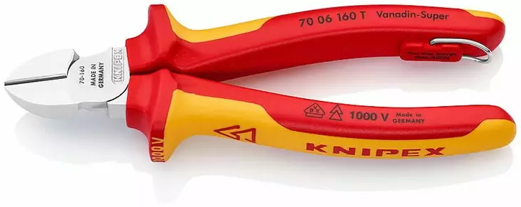 Diagonal cutters 160mm, vde - t, knipex - VDE-jännitesuojatut työkalut - 503-7006160TKNI - 1