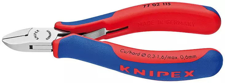 El. sivuleikkurit 115 mm d1,6 mm comfort-kahvat, knipex - Sivuleikkurit - 503-7702115KNI - 1