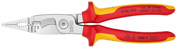 Sähkömiehen leikkuupihdit vde 200 mm, knipex - VDE-jännitesuojatut työkalut - 503-1386200KNI - 1