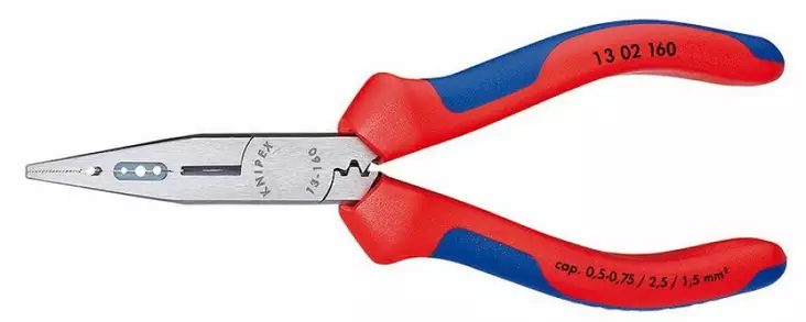 Sähkömiehenpihdit 160 mm 0,5-0,75/1,5/2,5 mm2 comfort kahvat, knipex - Kuorintapihdit - 503-1302160KNI - 1
