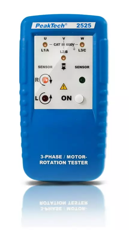 3 phasen motor rotation tester 1-400 v ac, 45-70hz, peaktech - Kierros- ja nopeusmitttarit - 503-P2525PEAK - 1