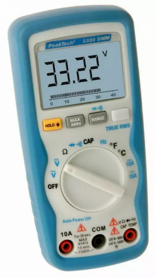 Digitaalinen monimittari 332 virta dc/ac 10 a, peaktech - Yleismittarit - 503-P3320PEAK - 1