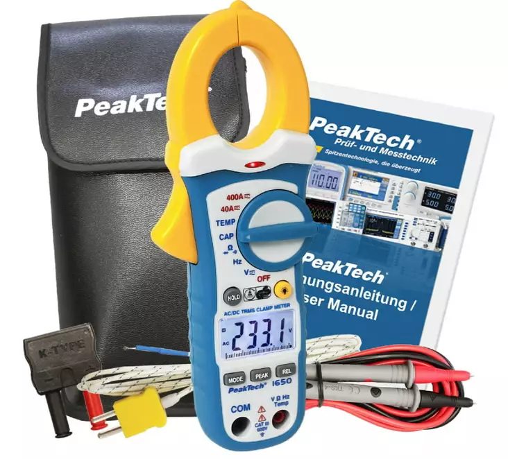 Digitaaliset ampeeripihdit monimittarin kera ac/dc 40/400 a, peaktech - Pihtivirtamittarit - 503-P1650PEAK - 1
