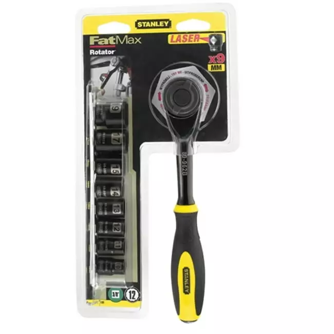 Rachet set rotator 1/4", 11 pc, stanley - Hylsysarjat - 503-0-94-607STAN - 1