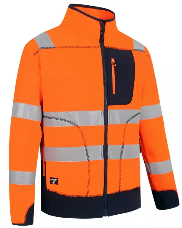 Fleecetakki fl02 huomioväri cl2, oranssi/ tummansininen xl, pesso - Hi-Vis Fleecetakit, puserot ja hupparit - 503-FL02O-XLPESSO - 1