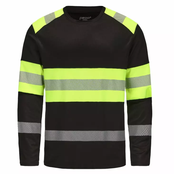 Hi-vis t-shirt hvm cotton long sleeves, black/yellow m, pesso - Hi-Vis T-paidat ja puserot - 503-HVMIL-JMPESSO - 1