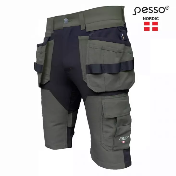 Työshortsit titan flexpro riipputaskuilla, stretch, vihreä c46, pesso - Työshortsit - 503-KB125Z-46PESSO - 1