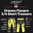 Työhousut 3/4 riipputaskuilla uranus flexpro huomioväri cl1, c46, pesso - Hi-Vis työshortsit - 503-KB135G-C46PESS - 3