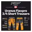 Työhousut 3/4 riipputaskuilla uranus flexpro huomioväri cl1, c52, pesso - Hi-Vis työshortsit - 503-KB135OR-C52PES - 3