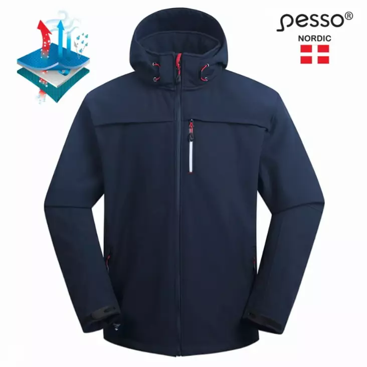 Softshell-takki hupulla atlanta, tummansininen m, pesso - Softshell takit ja housut - 503-ATLANTA-N-MPES - 1