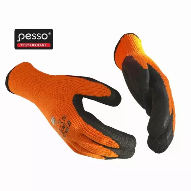 Winter gloves iceland, latex, orange/black 10, pesso - Talvikäsineet - 503-ICELAND-10PESS - 1