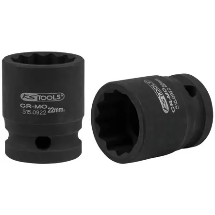 1/2" tuuman 12-kulmainen voimahylsy, lyhyt 22mm, ks tools - Hylsyt ja voimahylsyt - 503-515-0922KST - 1