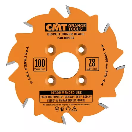 Biscuit joiner blade hw 100x3.96/3.1-3.8x22 z8 flat, cmt - Kutterinterät - 503-241-008-04CMT - 1