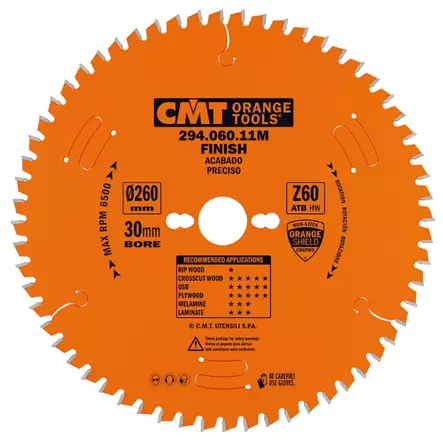 Saw blade for wood crosscut industrial line hw 260x2,8/1,8x30 z60 a=-5° b=15° atb, cmt - Pyörösahanterät - 503-294-060-11MCMT - 1