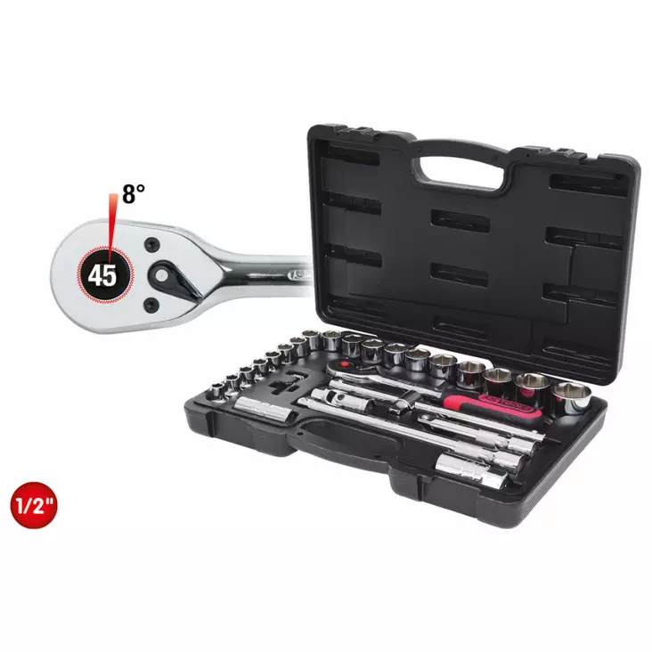 1/2" chromeplus-hylsyavainsarja 28pcs, ks tools - Hylsysarjat - 503-918-0728KST - 1