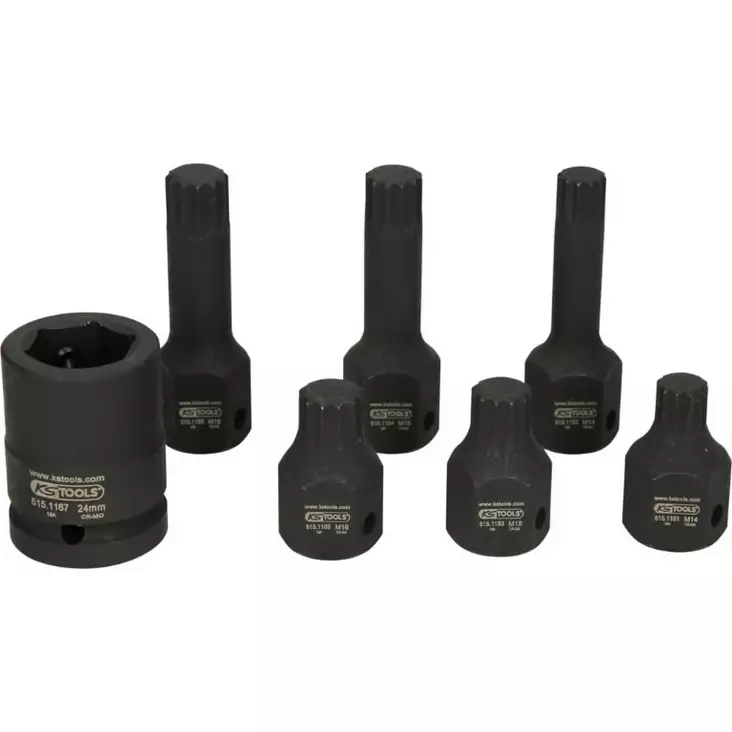 1/2´´ erikoisvoimakärkihylsysarja monihammastus, 7os m14-m18, ks tools - Hylsysarjat - 503-515-1160KST - 1