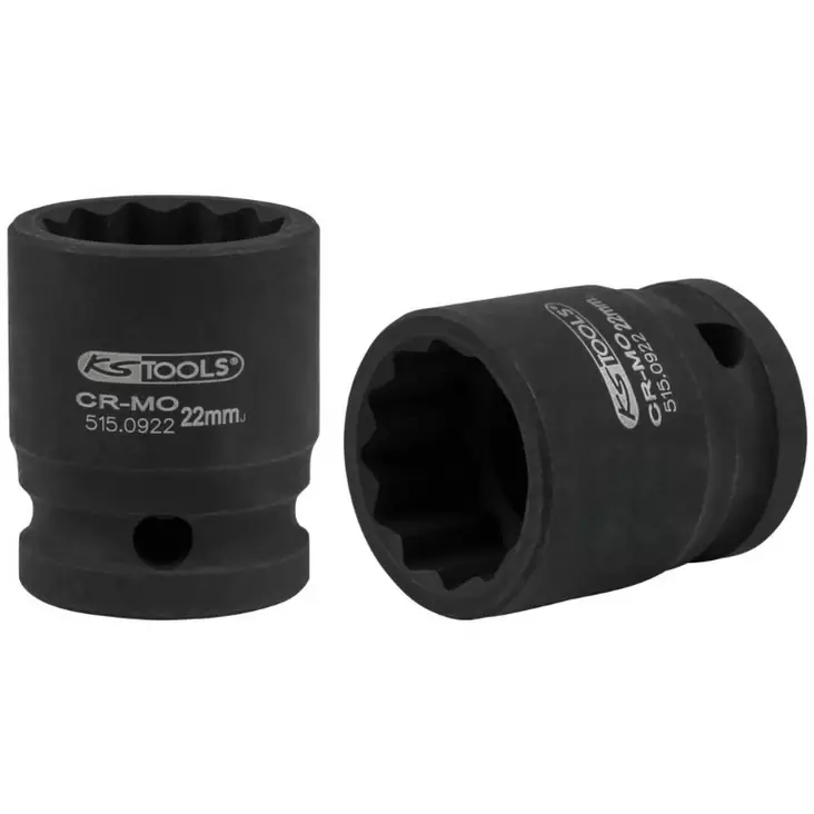 1/2" tuuman 12-kulmainen voimahylsy, lyhyt 22mm, ks tools - Hylsyt ja voimahylsyt - 503-515-0922KST - 1