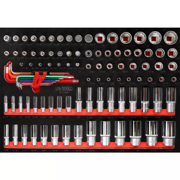 1/4'' + 3/8'' + 1/2'' socket spanner set in foam insert, 99, ks tools - Hylsysarjat - 503-811-0099KST - 1