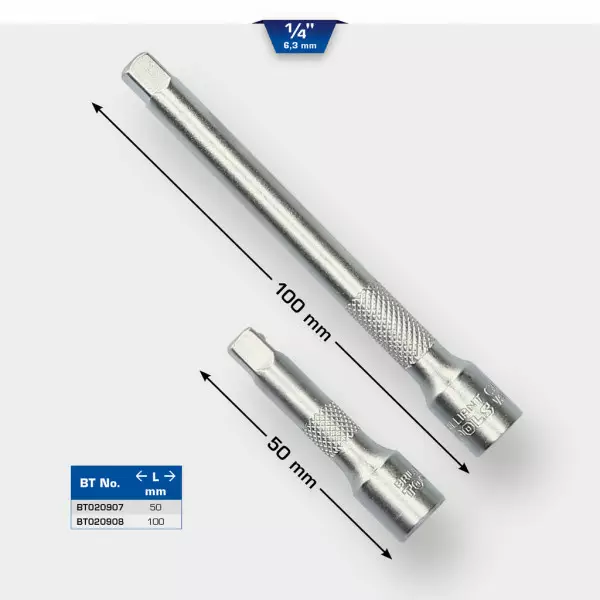 1/4" pidennys 100 mm, brilliant tools - Hylsyt ja voimahylsyt - 503-BT020908KST - 1