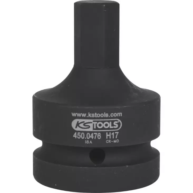 1 tuuman voimakärkihylsy, kuusiokolo, lyhyt, 17 mm, ks tools - Hylsyt ja voimahylsyt - 503-450-0476KST - 1