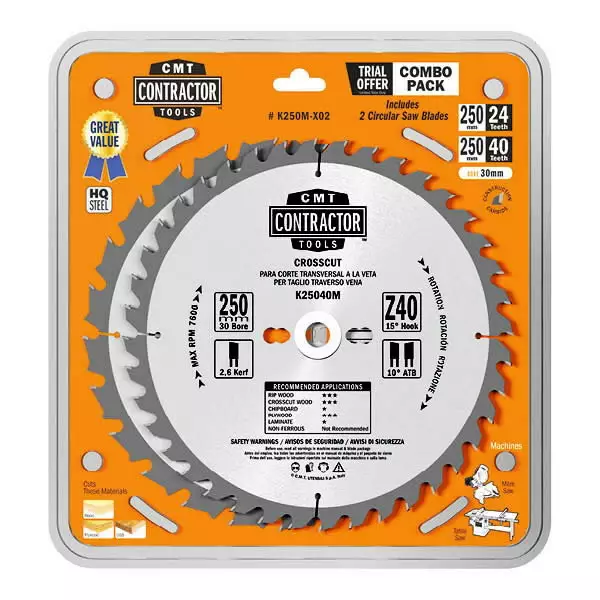 2kpl pyörösahanteriä ø305x2,6/30mm z40/60, cmt - Pyörösahanterät - 503-K305M-X02CMT - 1