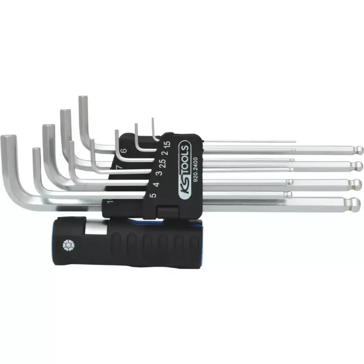 3 in 1 -kuusiokolokulmatappiavainsarja, 10-os, xl, pallopää, ks tools - Kuusiokoloavaimet - 503-920-2400KST - 1