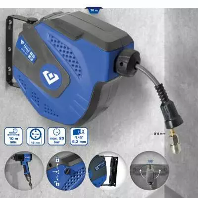 Automatic air hose reel, ø 8 mm x 10 m, ks tools - Paineilmaliittimet - 503-BT161101KST - 1