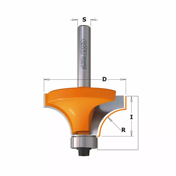 Beading bit with inset, with bearing hw r=12,7 d=38,1 i=19 l=59 s=8, cmt - Yläjyrsimen terät - 503-939-380-11CMT - 1