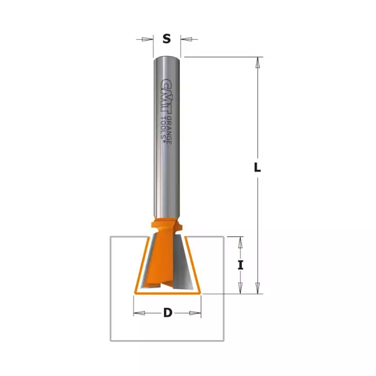 Dovetail bit tct s=12,7 d=19x22 7 deg, cmt - Yläjyrsimen terät - 503-818-690-11CMT - 1