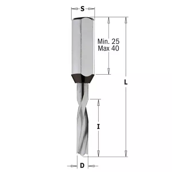 Dowel drill 2x12x57,5mm s=10x27 lh hwm xtreme, cmt - Puunporaus - 503-310-020-22CMT - 1