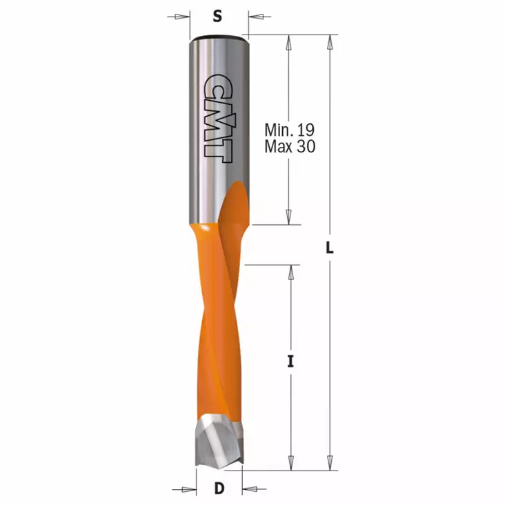 Dowel drill hw xtreme z2+v 8x45x70mm s=10x29mm rh, cmt - Puunporaus - 503-311-580-41CMT - 1