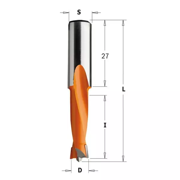 Dowel drill tct d=11 x27x57,5 s=10x27 lh, cmt - Puunporaus - 503-310-110-12CMT - 1