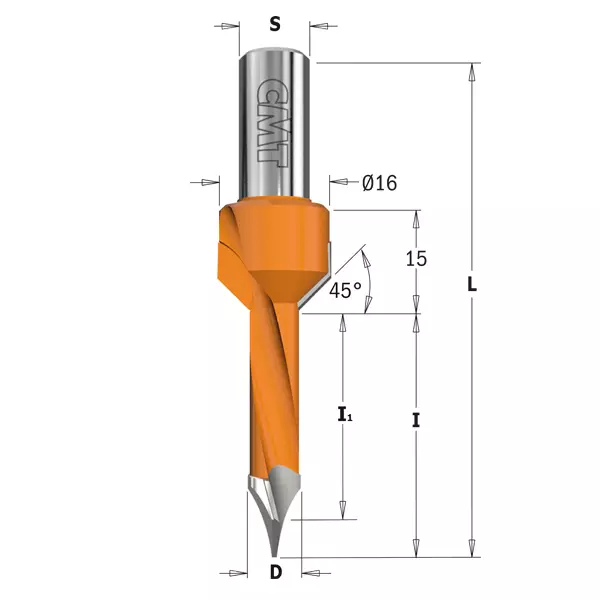 Dowel drill with countersink for through holes hw s=10x2 7x35x70 lh, cmt - Puunporaus - 503-378-072-12CMT - 1