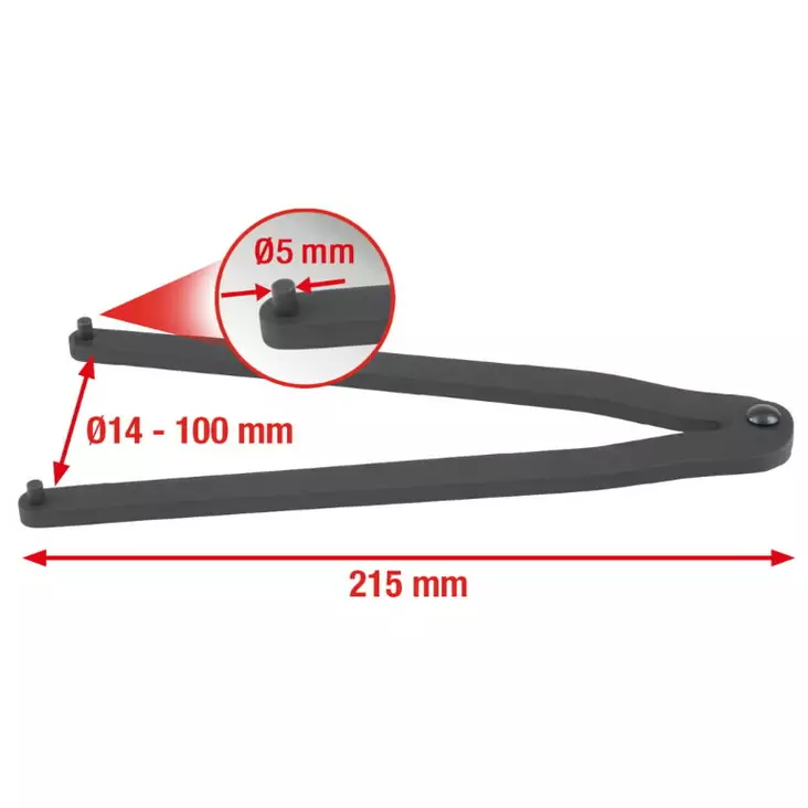 Haarukka-avain, ? 14–100 mm, tapin halkaisija 5,0 mm, ks tools - Haka-avaimet - 503-150-2407KST - 1