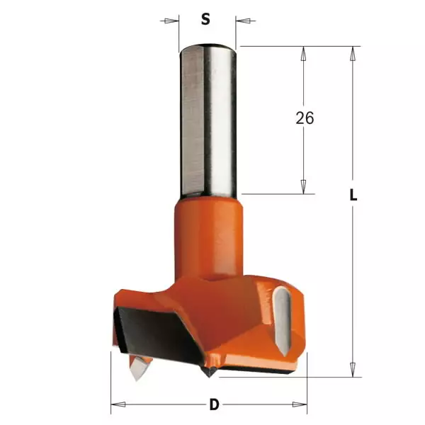 Hinge boring bit -hw- s=10x26 d=17x57.5 rh, cmt - Puunporaus - 503-317-170-11CMT - 1