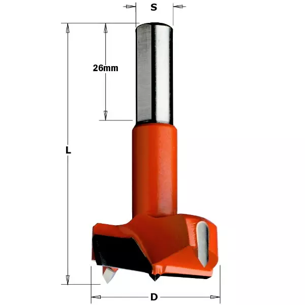 Hinge boring bit hw d=26x70 s=10x26 lh, cmt - Puunporaus - 503-369-260-12CMT - 1