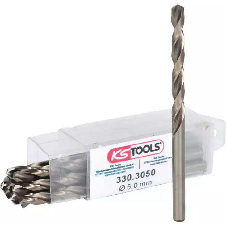 Hss-g co 5 -kierreporanterä, 5mm, 10 kpl pakkau ø5,0x33/61mm 10pcs, ks tools - Metallinporaus - 503-330-3050KST - 1