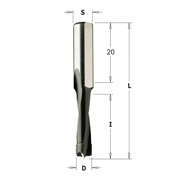Hw-dowel drill 6x30x58 s=8x20 z2 rh, cmt - Puunporaus - 503-312-060-11CMT - 1