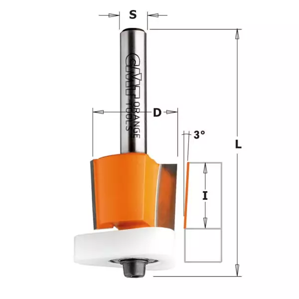 Hwm flush trim bit w/bearing s=6 d=12.7x12.7, cmt - Yläjyrsimen terät - 503-707-128-11CMT - 1