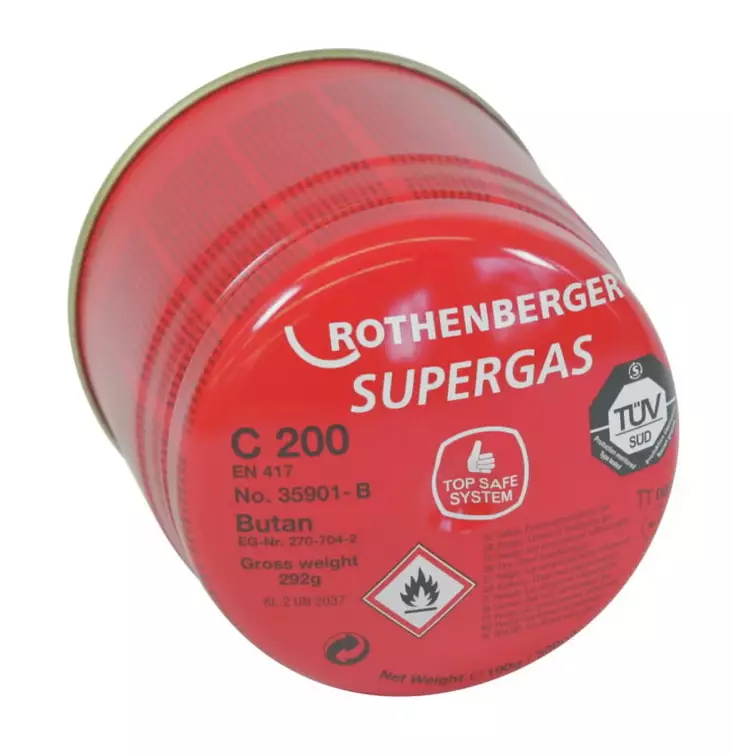 Kaasu c200 supergas 190 g, venttiilillä, rothenberger - Kaasupatruunat - 503-35901-BROT - 1