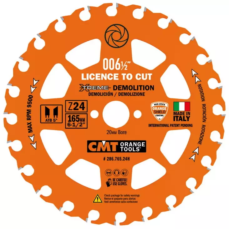 Katkaisuterä demolition itk xtreme hw 165x2,3/1,2x20mm z24 ß5°atb, cmt - Pyörösahanterät - 503-286-765-24HCMT - 1